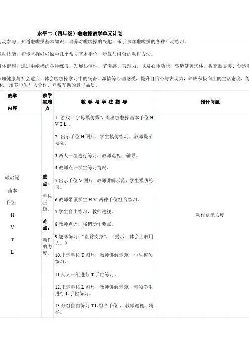 啦啦操教学计划