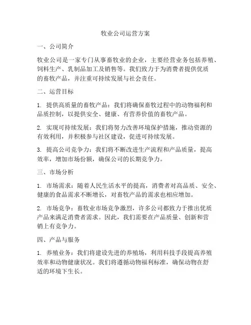 牧业公司运营方案