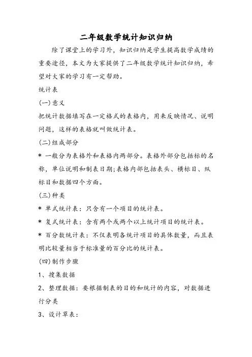 二年级数学统计知识归纳