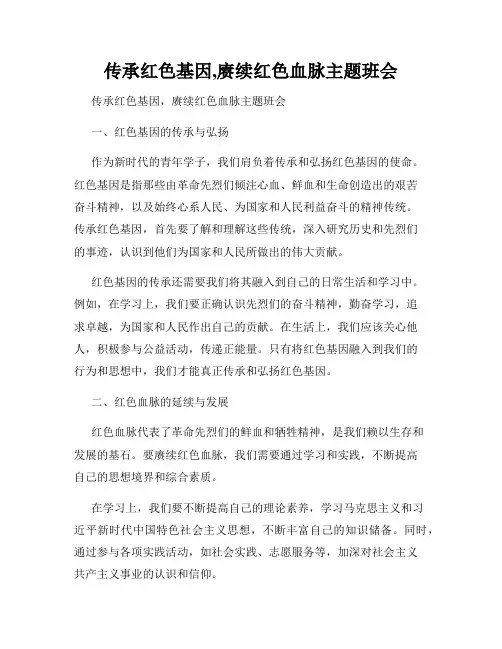 传承红色基因,赓续红色血脉主题班会