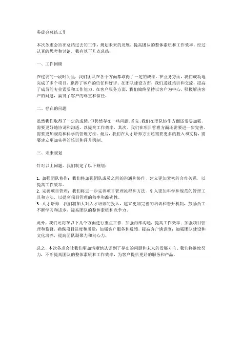 务虚会总结工作