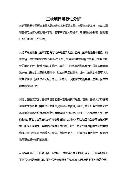 三峡项目可行性分析