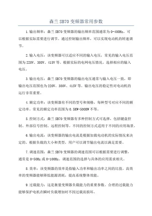 森兰SB70变频器常用参数