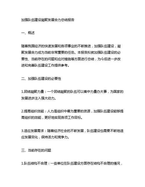 加强队伍建设凝聚发展合力总结报告