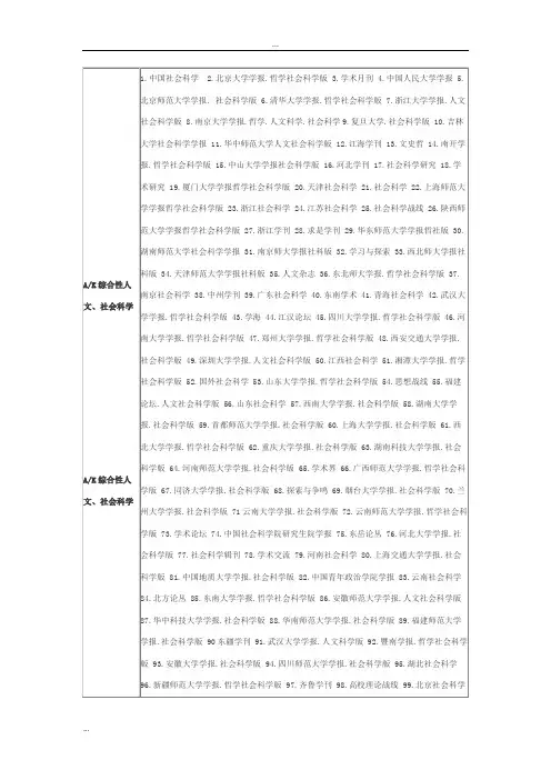中文核心期刊2011北大