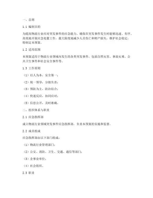 物流行业领域突发事件应急预案