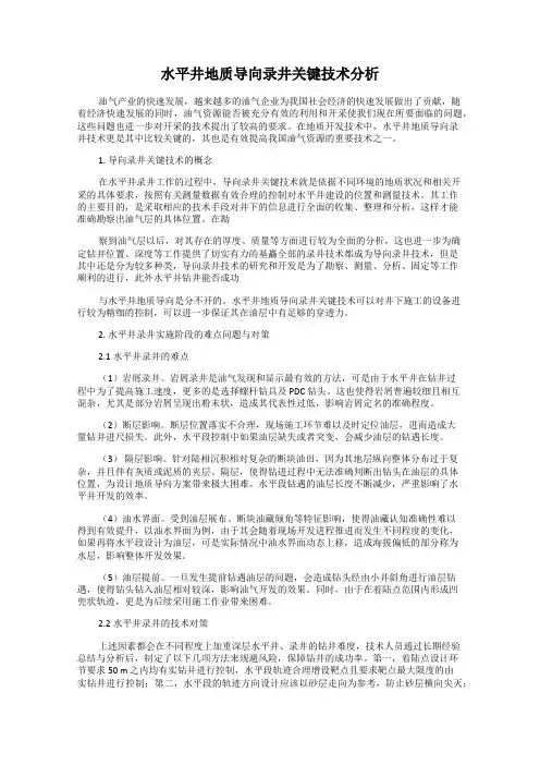 水平井地质导向录井关键技术分析