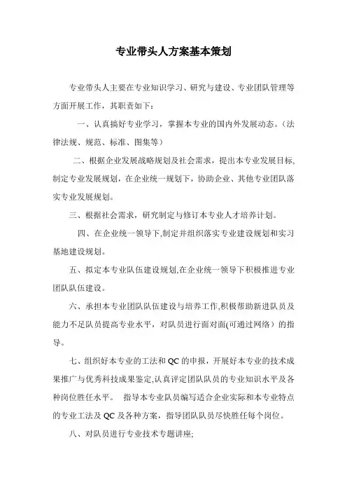专业带头人岗位职责