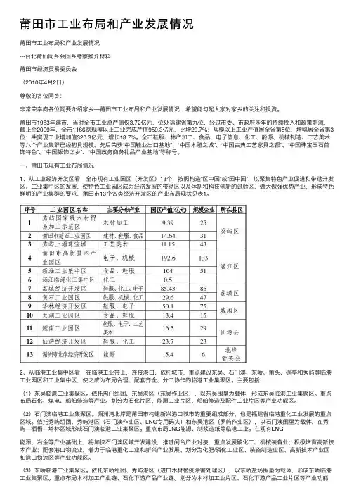 莆田市工业布局和产业发展情况