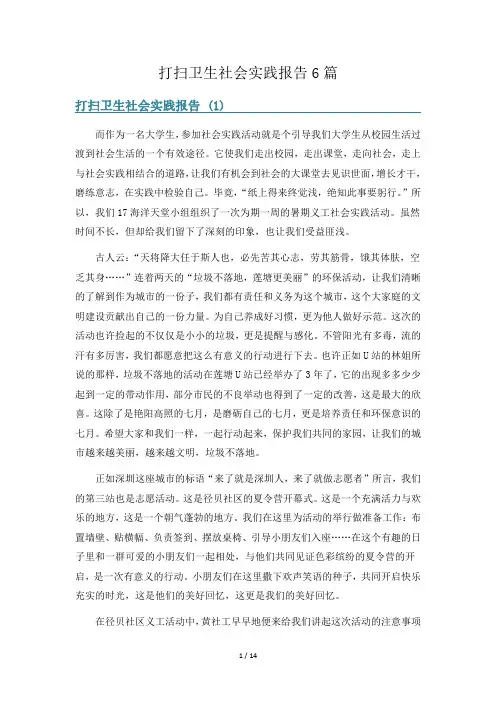 打扫卫生社会实践报告6篇