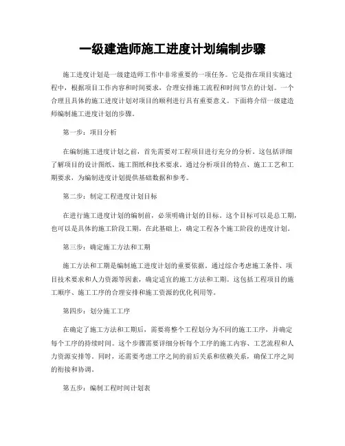 一级建造师施工进度计划编制步骤