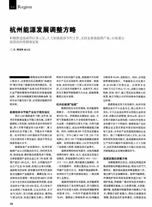 杭州能源发展调整方略