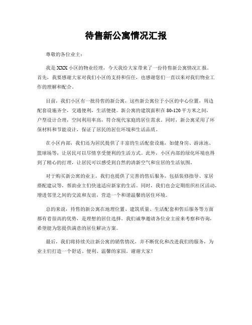 待售新公寓情况汇报