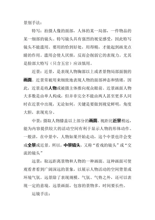 短视频拍摄景别和镜头