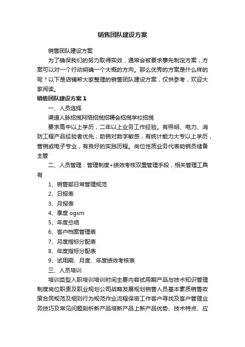 销售团队建设方案