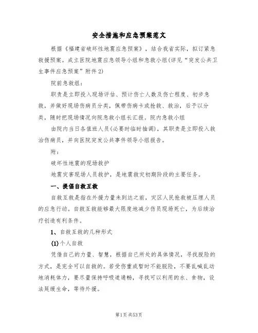 安全措施和应急预案范文（八篇）