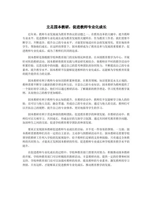 立足园本教研,促进教师专业化成长