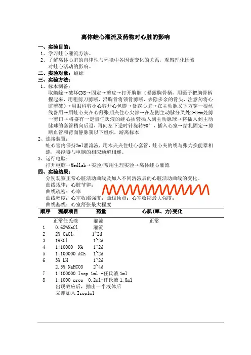离体蛙心灌流及药物对心脏的影响试验目的1学习蛙心灌流方法