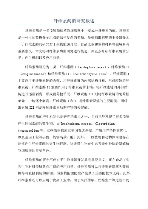 纤维素酶的研究概述