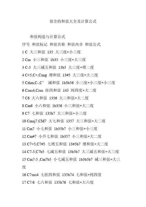 很全的和弦大全及计算公式