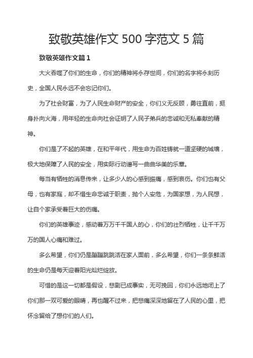 致敬英雄作文500字范文5篇