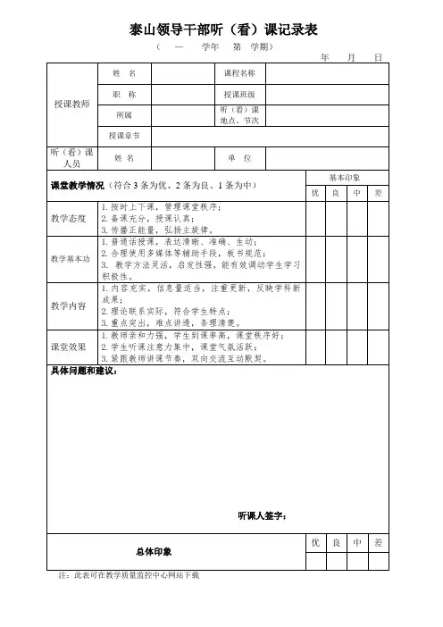 领导干部用听课(看课)记录表