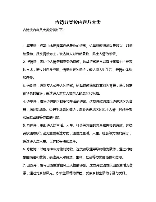 古诗分类按内容八大类