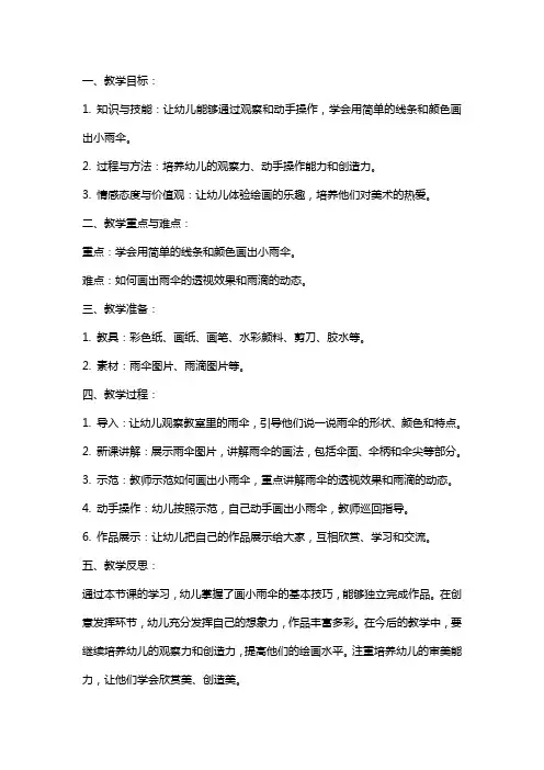 2024年幼儿园中班下学期美术教案《美丽的小雨伞》