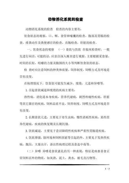 动物消化系统的检查