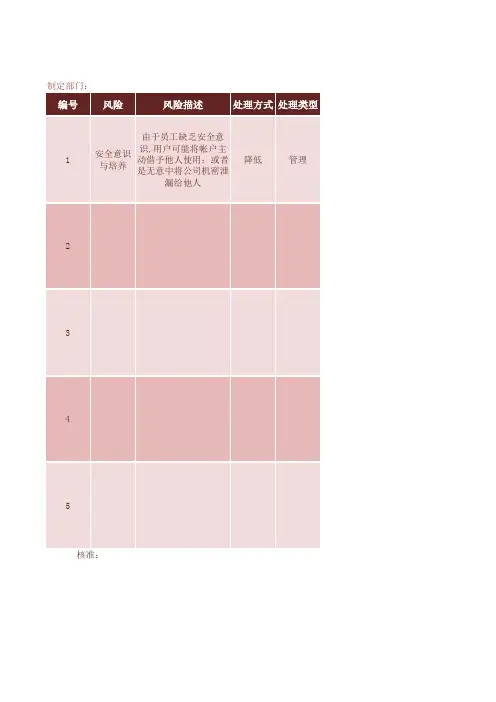 风险控制计划表模版