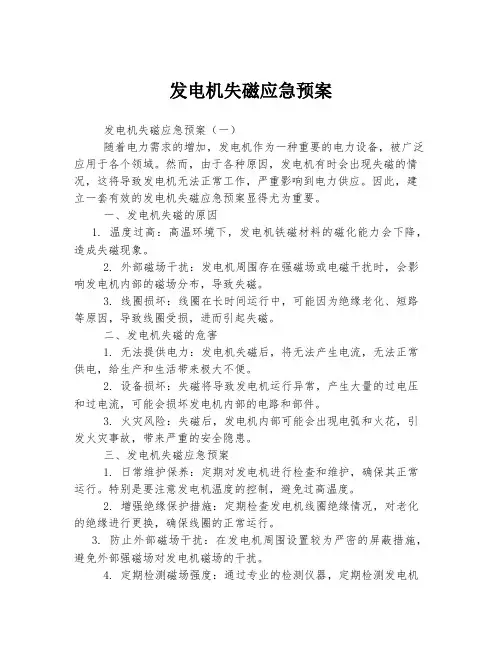 发电机失磁应急预案