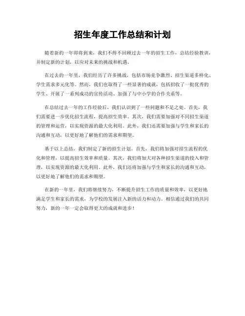 招生年度工作总结和计划