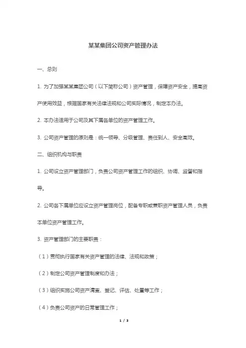 某某集团公司资产管理办法