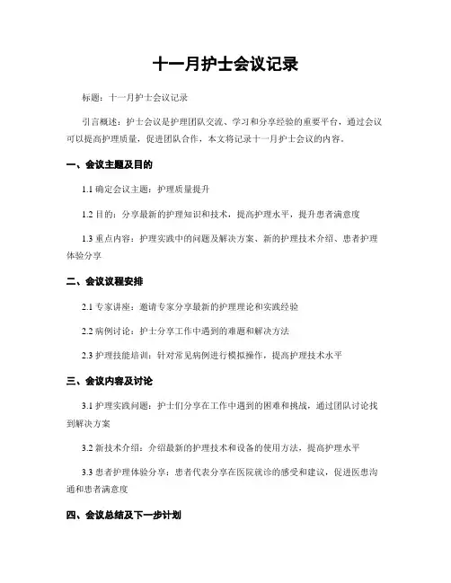 十一月护士会议记录