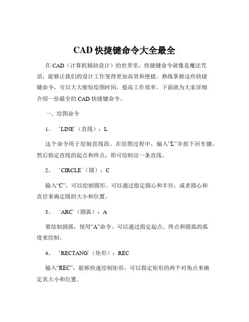 CAD快捷键命令大全最全