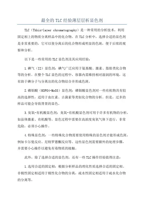 最全的TLC经验薄层层析显色剂