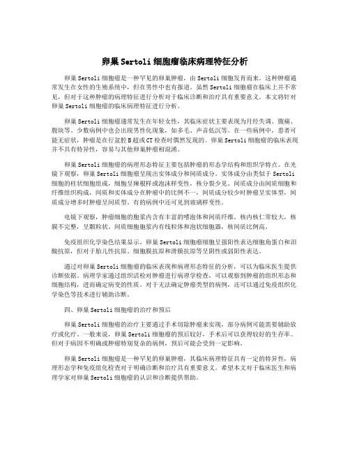 卵巢Sertoli细胞瘤临床病理特征分析