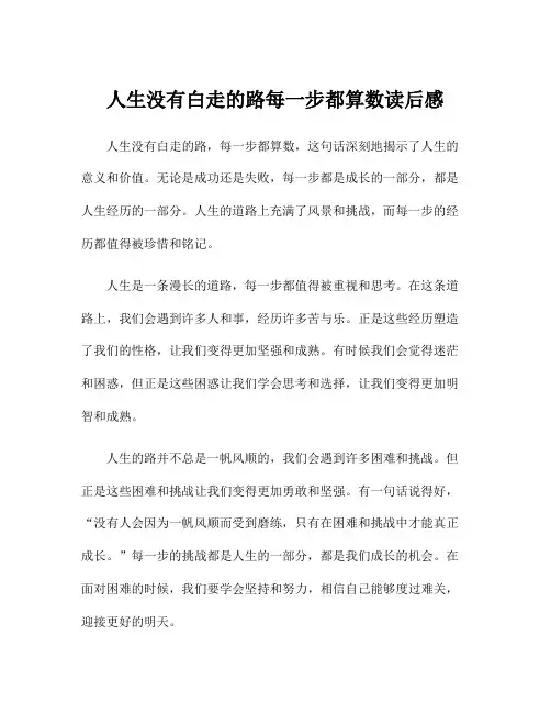 人生没有白走的路每一步都算数读后感