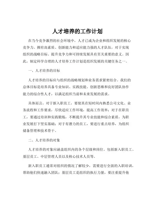 人才培养的工作计划