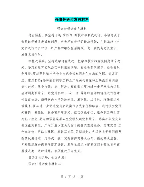 强责任研讨发言材料