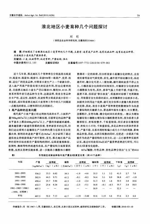 淮北地区小麦育种几个问题探讨