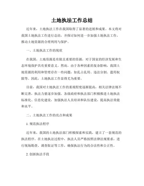 土地执法工作总结