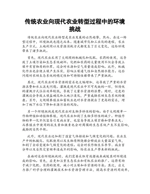 传统农业向现代农业转型过程中的环境挑战
