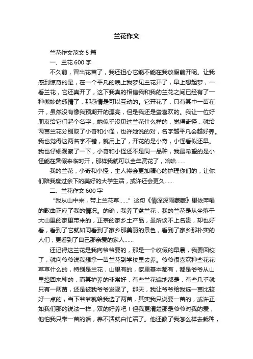 兰花作文范文5篇