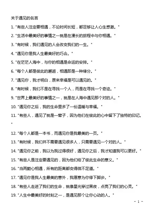 关于遇见的名言