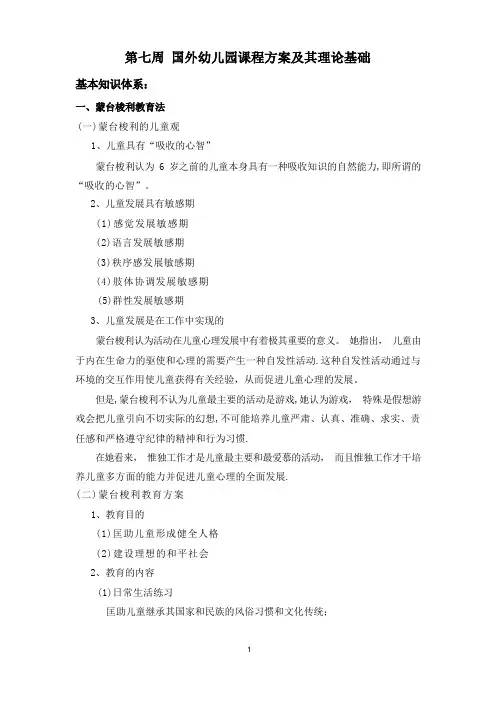 国外幼儿园课程方案及其理论基础