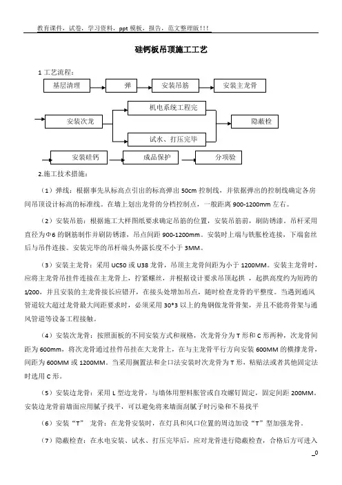 硅钙板吊顶施工工艺