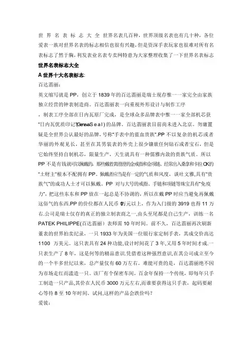 世界名表标志大全