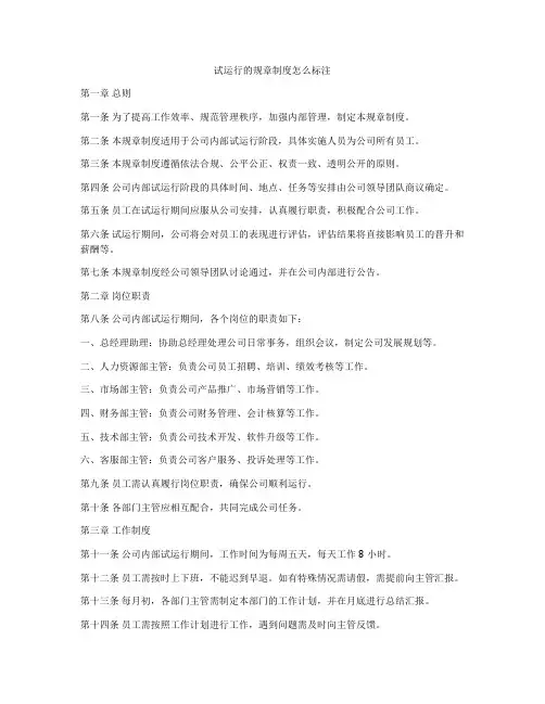 试运行的规章制度怎么标注