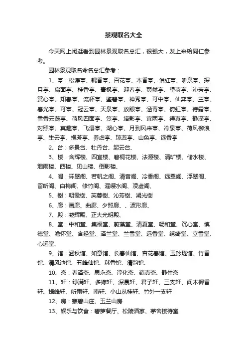景观取名大全